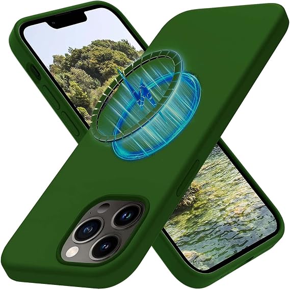 bause iPhone 12 Pro Max uyumlu Mikrofiber Astarlı, Lansman Silikon Kılıf, MagSafe uyumlu (Yeşil)