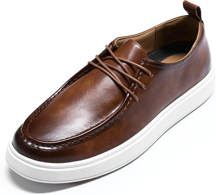 YFFUSHI Shoes Men's Sailing Shoes Moc Toe Lace-Up Shoes Leisure Lace Up Boat Shoes Leather Loafer Slip On Moccasins