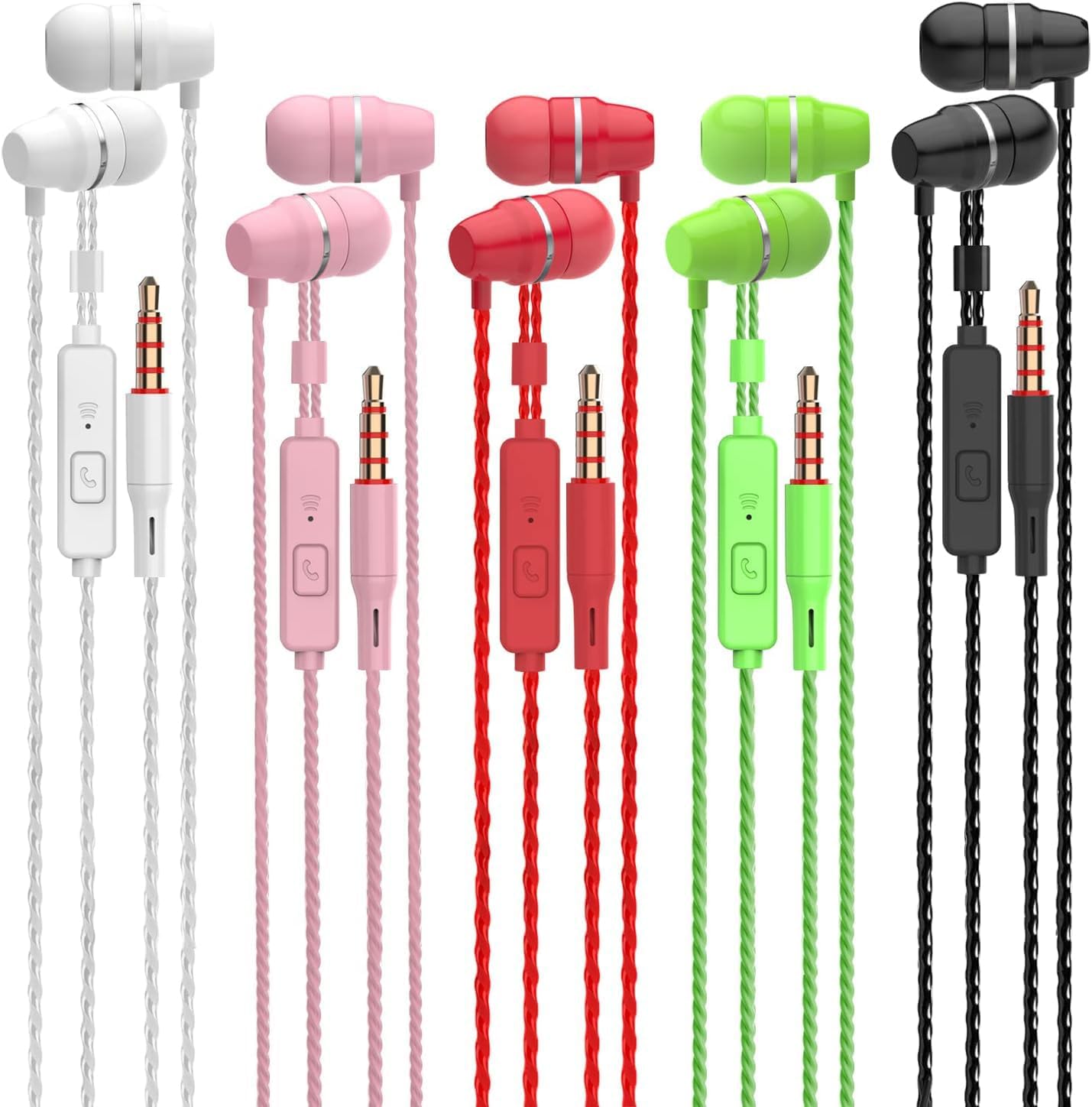 VPB Remote and Microphone Headset, In-Ear Headset, Stereo Audio Noise Isolation, iOS and Android Smartphones, Laptops, Free for Gaming Mixed Color 5p