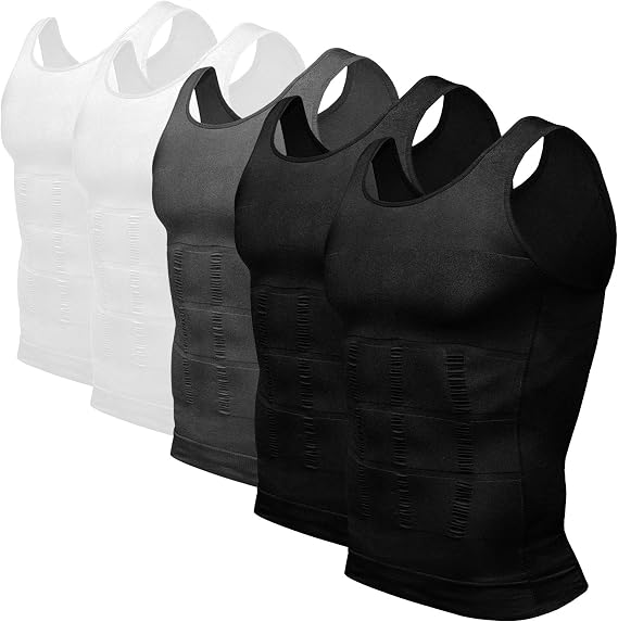 Odoland Slimming Vest Mens 5 Pack Compression Vest Body Shaper Men Shapewear Compression Shirt Masculine Undershirt Tank Tops