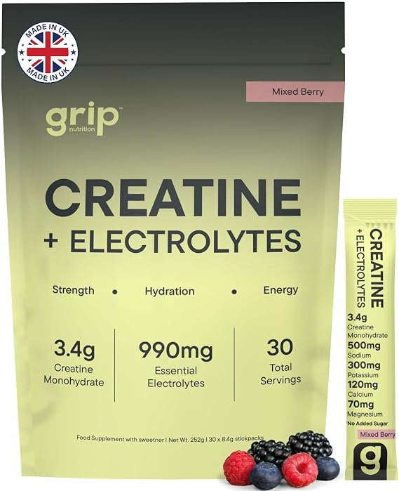Creatine Monohydrate + Electrolytes Powder | Mixed Berry Travel Sachets | 30 Servings