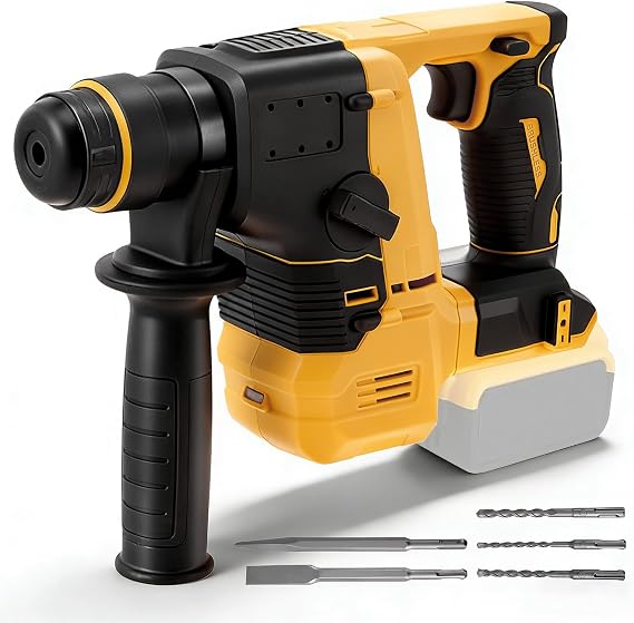 SDS Drill Cordless Compatible with DeWalt 20V Max Battery, 800W Brushless SDS Hammer Drill with 5 Drill Bits, 1700RPM 4470BPM Rotary Hammer for Concrete Masonry Wood (Batteries & Charger NOT Included)