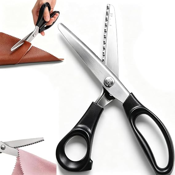 Pinking Shears, 2027 New Pinking Shears for Fabric Cutting, Professional Dressmaking Sewing Craft Zig Zag Scissors, Scalloped Edges for Quilting, Applique & DIY
