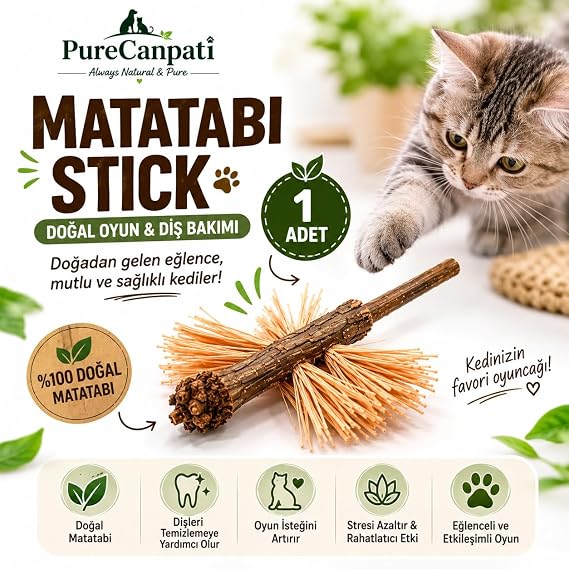 Matatabi Stick 1 Adet | Rafya Lifli Doğal Kedi Oyuncağı ve Çiğneme Çubuğu