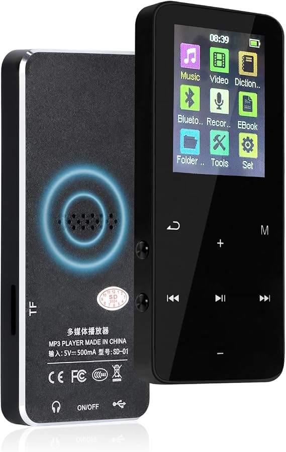 MP3 Player with Bluetooth 5.3 - Helterfolg Portable Music Player with Built-in HD Speaker, Voice Recorder, HiFi Sound, E-Book Function(8GB)