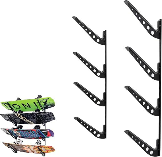 StoreYourBoard Adjustable 4 Level Wakeboard Rack, Wall Mount, Holds 100 lb