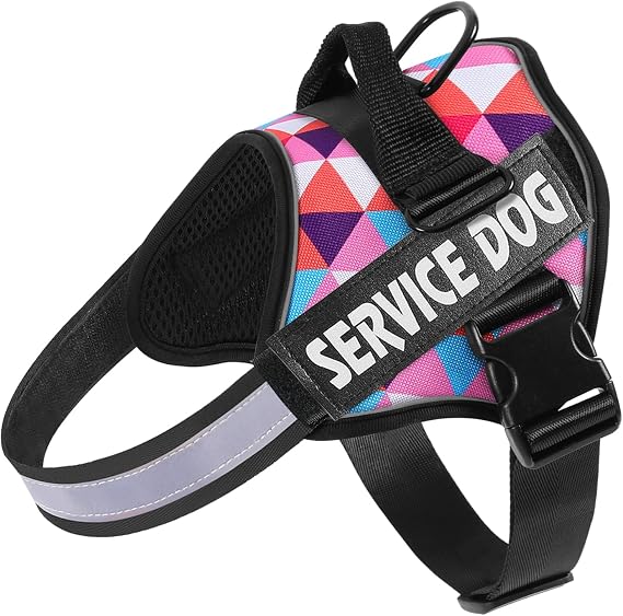 Service Dog Harness Small Medium Large, Adjustable Emotional Support Dog in Training Harness with Sturdy Handle, Reflective Therapy Puppy Vest, XS, Triangle