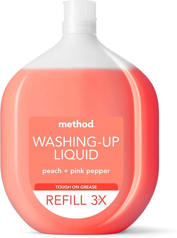 Method Washing Up Liquid Refill, Peach & Pink Pepper, Cuts Grease, 1L