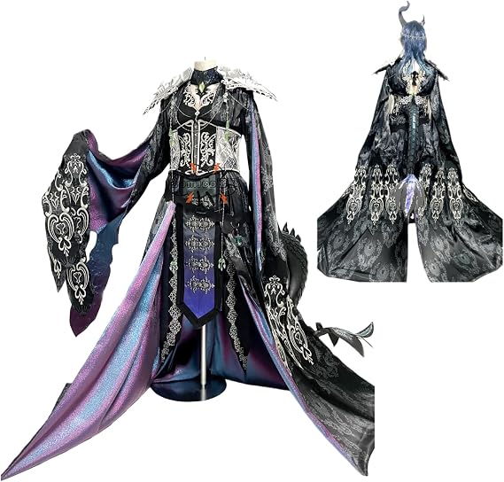 COMICOBB Twisted Wonderland Maleus Draconia Cosplay Costume, Shoes, Wig, and Tools