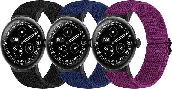 Elastic Watch Straps Compatible with Google Pixel Watch 4/3 41mm/Pixel Watch 2/1 Bands for Women Men, Adjustable Stretchy Sport Nylon Bands Replacement Wristbands 3 Pack