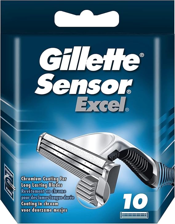 Gillette Sensor Excel Razor Blades for Men, Pack of 10 Refill Blades