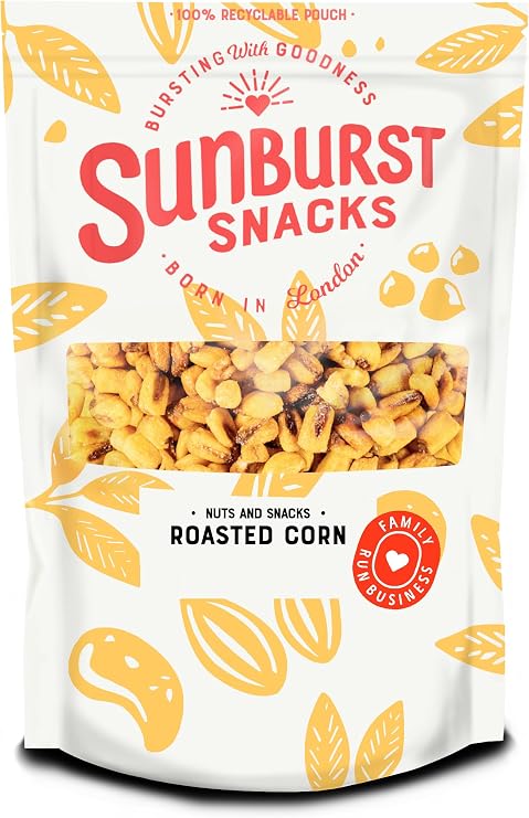 Sunburst Snacks Corn Roasted & Salted, Toasted Crunchy Corn Nut, Vegan & Gluten Free, Resealable and Recyclable Pouch, 500g