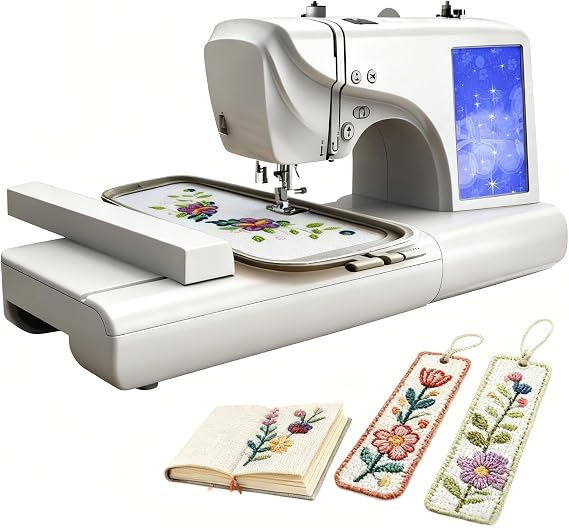 Smart Sewing Embroidery Machine with Touchscreen, USB Port, Built-in Stitches and Patterns, Mirror Function for Fashion, Quilting and Personalized Creations