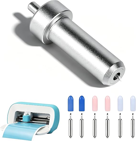 Replacement Blades Compatible with Cricut Joy Xtra/Extra, 6 Cutting Blades with 1 Holder, 30/45/60 Degree Fine Point Blades Fit for Vinyl, Cardstock, Fabric (Silver)