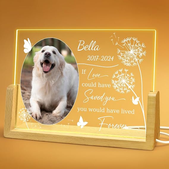 Personalized Pet Memorial Gifts - in Memory of Dog Night Lights, Custom Dog Memorial Gifts for Loss of Dog, Memorial Plaques for Dogs