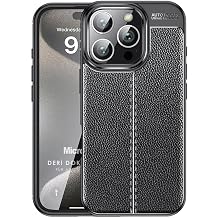 Microsonic Apple iPhone 16 Pro Case Leather Textured Silicone Black [Case Compatible with iPhone 16 Pro - Black]