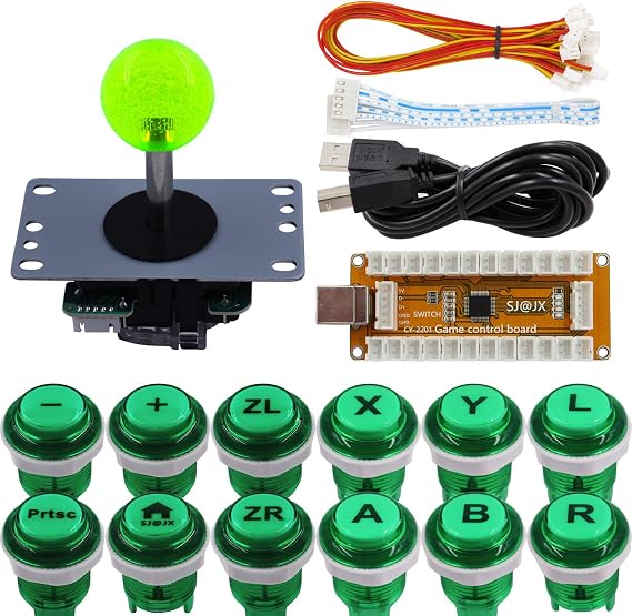 SJ@JX Arcade Game Controller USB Encoder 2 Player Gamepad Micro Switch Button 8 Way Joystick for Nintendo Switch PC PS3 Retropie Raspberry Pi