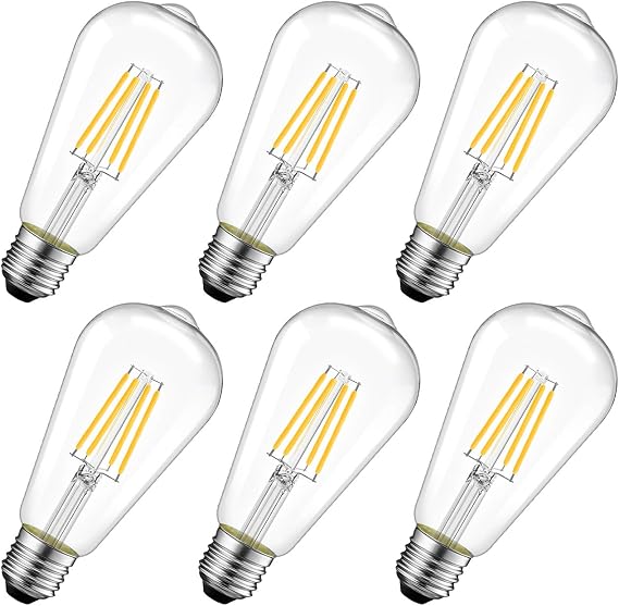 LVWIT E27 LED Retro Birne ST64 11W Lampe erstezt 100W 1521 Lumen Warmweiß 2700K Glühbirne für Kronleuchter Bistro Nostalgie Haus Bar Restaurant Nicht-dimmbar (6er Pack Energiesparend)