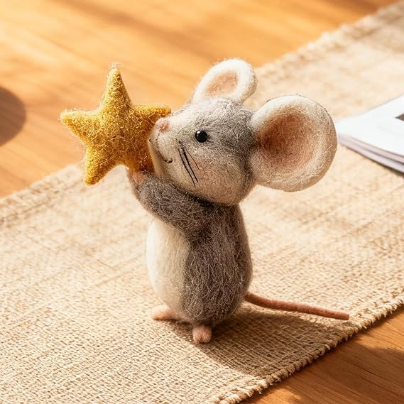 Youany Felt Mice | 3.1 Inch Christmas Handmade Felt Mice Ornament | Cute Felted Mouse Doll Tabletop Decor | For Christmas Holiday Home Table Party Fireplace Mantel Bookshelf