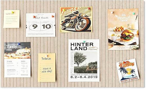60 x 40cm Bulletin Board, Decorative Felt Pin Board, 0.35“ Thick Foldable Photo Display Board with Self-Adhesive Tape, Vision Board for School Home Kitchen Office Walls - Camel