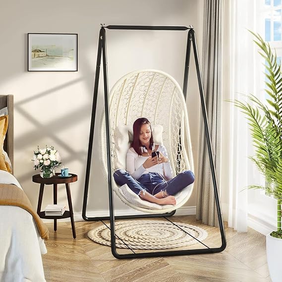 Hammock Stand Only, Heavy Duty Steel Hammock Chair Stand, Swing Stand for Indoor Outdoor, Hanging Chair Stand Only, Max Load 100Kg, Hammock Chair not Include