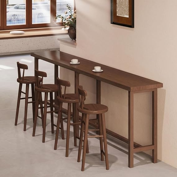 Solid Wood Bar Table Narrow Long High Top Pub Dining Counter Home Kitchen