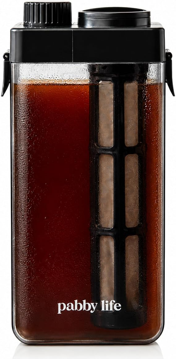 Cold Brew Coffee Maker, 1100ml Cold Brew Pitcher with Extended Fine Mesh Filter, Airtight Cold Brew Maker and Iced Coffee Pitcher, Leak-Resistant Fridge Pitcher for Coffee, Iced Tea and Fruit Drinks