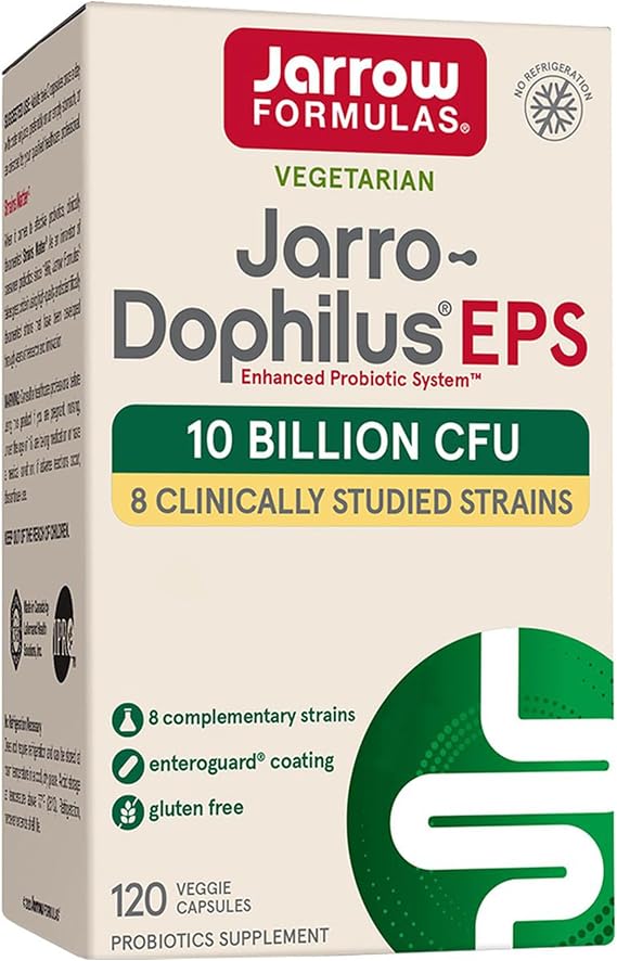 Jarrow Formulas, Jarro-Dophilus EPS, 5 Billion Bacterial Cultures per Capsule, High Dose, 120 Capsules, Gluten Free, Vegetarian, Non GMO