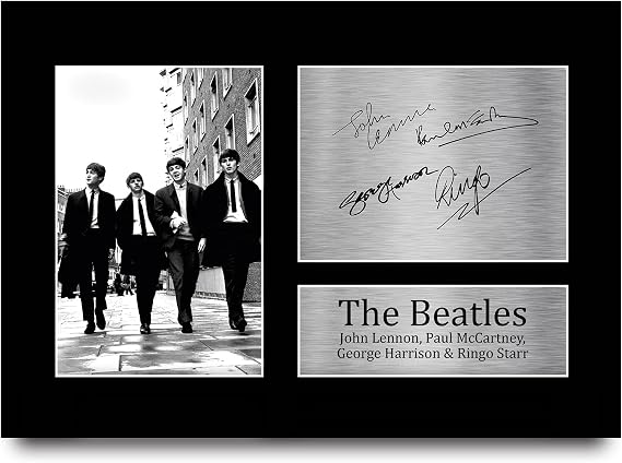 HWC Trading The Beatles Signed A4 Printed Autograph John Lennon Ringo Starr Paul McCartney George Harrison Music Gift Print Photo Picture Display