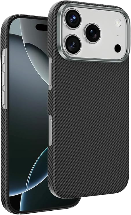 CONSTRAIN - iPhone 17 Pro ile uyumlu Apple Max Kevlar Kılıf İnce Yatay Karbon Çizgili Sweden MagSafe ile uyumlu - siyah