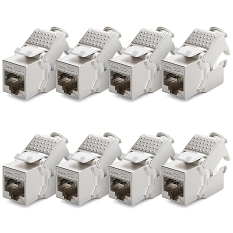 deleyCON 8x Keystone Module CAT 6a Jack STP Fully Shielded RJ45 Socket