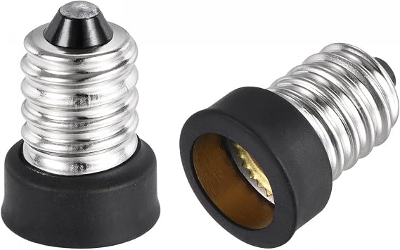 sourcing map Light Socket Adapter E14 to E12 Candelabra Lamp Base Converter Silver Tone Pack of 2