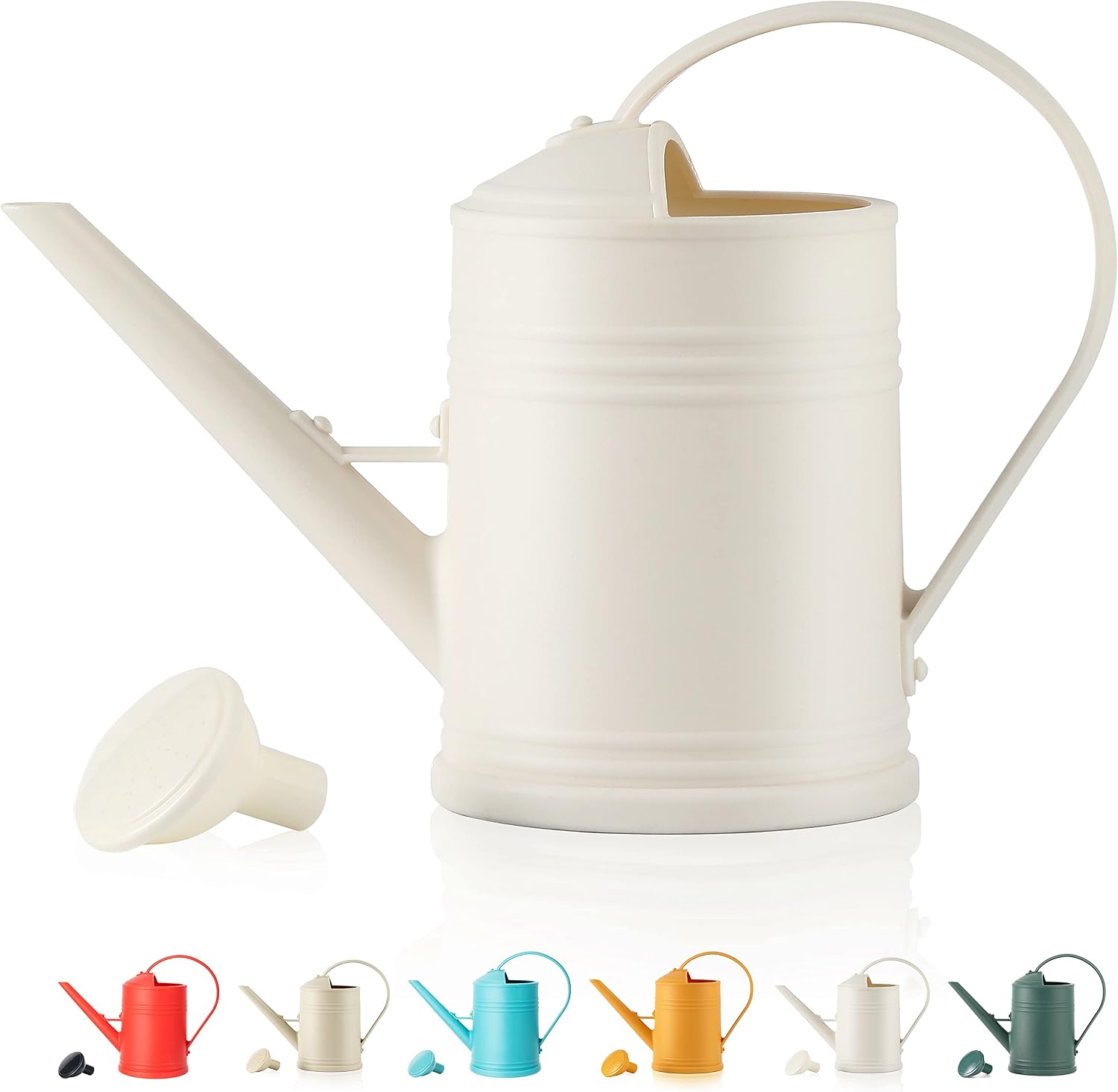 Tennedriv Green Watering Can for Indoor Plants, 68 oz, 1/2 Gallons, White, Polypropylene (PP) Material