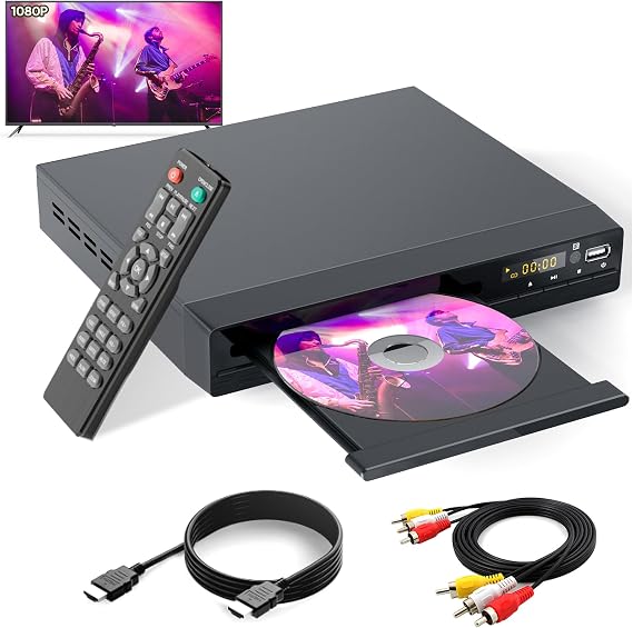 DVD Player, HDMI, 1080P Support, CPRM, DVD/CD Disc Player Playback, RCA