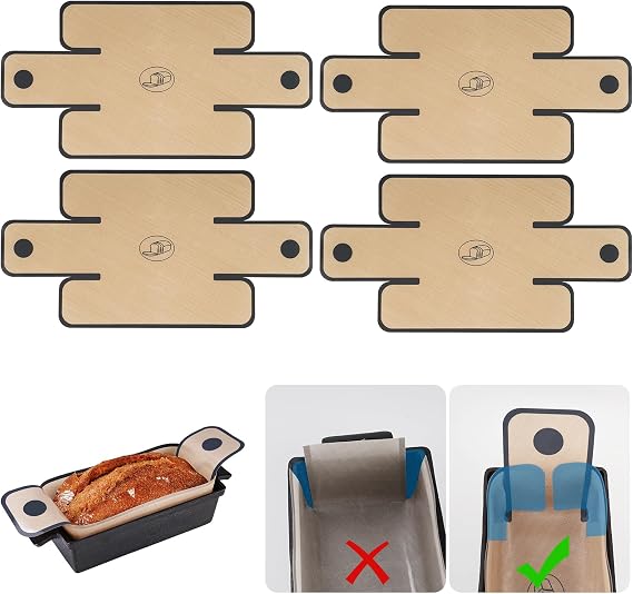 NiHome 4-Pack Reusable Silicone Loaf Tin Liners, Brown
