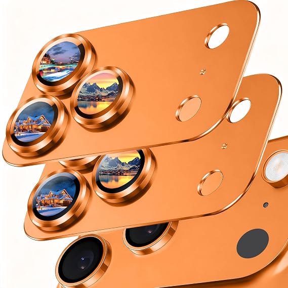 SiHPuoy カメラレンズプロテクター iPhone 17 Pro Max用 強化ガラス オレンジ