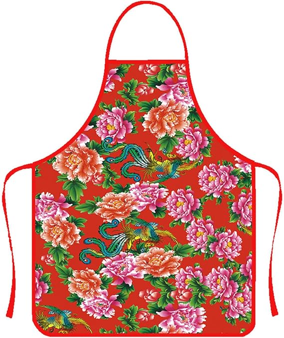 Waterproof Large Flower Coat Kitchen Apron Stain Resistant Polyester Large Flower Coat Sleeveless Apron Barbecue Kitchen