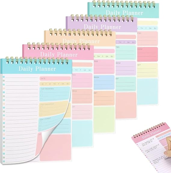 To Do List Pad, 5 Pack A5 Daily Planner Notepad, 150 Pages To Do List Notepad for Study Work Office