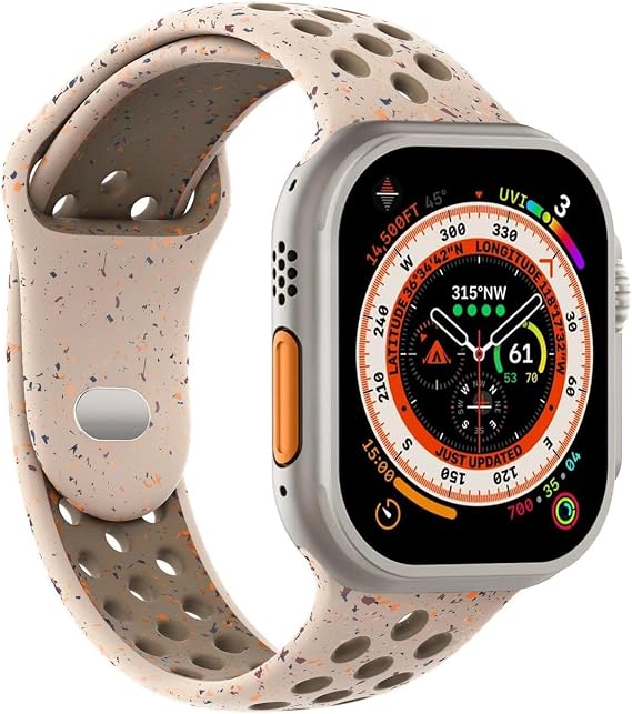 Microsonic Apple Watch Series 6 40mm için Kordon Flame Circle Bej [Watch Series 6 40mm ile Uyumlu Kordon - Bej]
