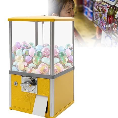Capsules Automatic Capsule Vending Machine For Retail Stores, Round Capsules Bouncy Ball Dispenser For 4.5-5.5cm For Game Stores,Red,Gachapon Machine(Yellow)