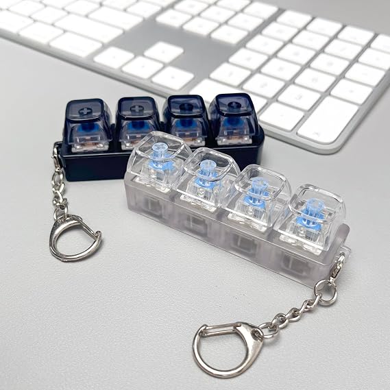 Yetişkinler için 2 ADET Klavye Fidget Oyuncaklar, Klavye Fidget Anahtarlık, LED Işıklı Fidget Clicker, Yayın Stresi için 4'ü 1 Arada Mekanik Fidget Klavye, Paskalya Hediyeleri, Doğum Günü