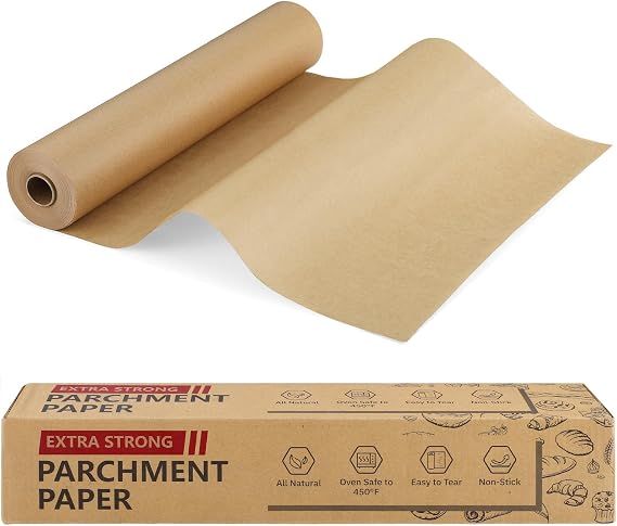 Dntorx Baking Paper Roll 38CM x 64M Brown Unbleached Parchment with Cutter