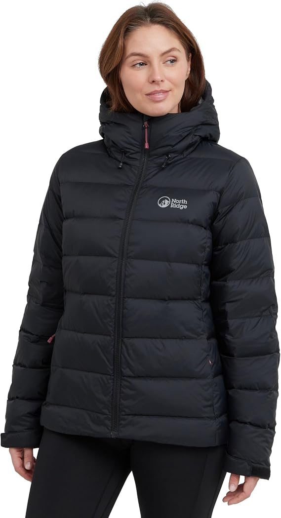 NORTH RIDGE Women's Tech Down II Insulated Jacket with Adjustable Hood, Water Repellent & Durable Ripstop Fabric, Winter Puffer Coat, Ideal for Walking, Hiking & Everyday Casual Wear