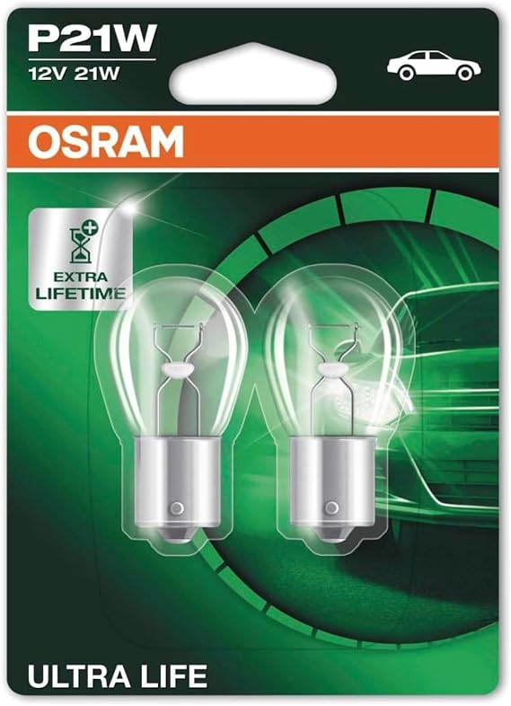 Osram Ultra Life P21 W Brake/Signal/End and backup Light 7506ult 02B durable, double blister medium white 7506ULT-02B