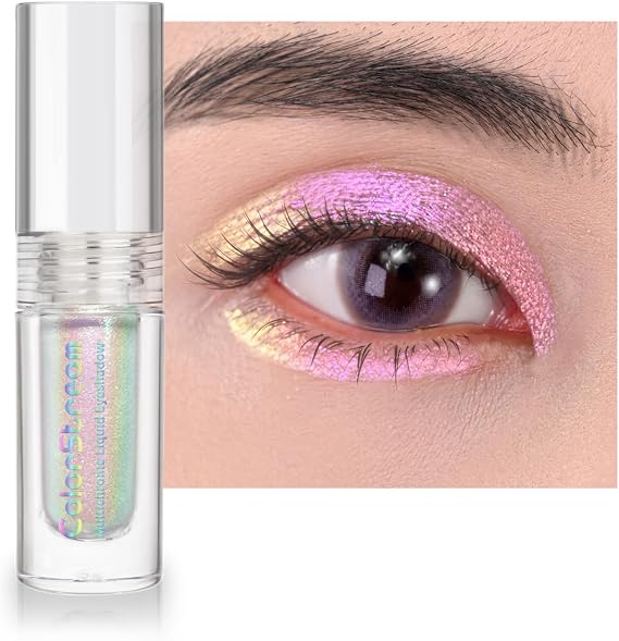 CHARMACY Liquid Duochrome Eyeshadow, Metallic Eye Looks, Long Lasting Glitter Eye Shadow Metallic Pigments, Quick Drying, Sparkling Shiny Eye Makeup for Beginners, 1.6g (#06)