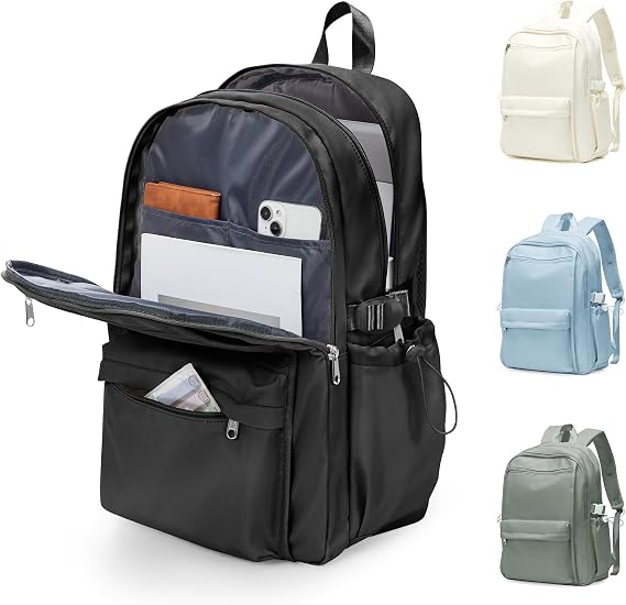 Cute School Backpack for Womens, Lightweight Waterproof Rucksack Casual Daypacks With Multiple Pockets, Large Capacity Backpack Kids School Bags for Boys Girls(Black)
