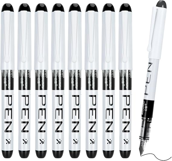 FRIUSATE 9 Black Fountain Pens Disposable for Writing EF Nib Black Ink