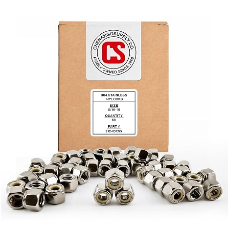 Chenango Supply Co, Inc. 18-8 USS 5/16-18 Stainless Nylon Insert Lock Nuts Qty 50 Pieces (Nylock) (5/16-18)