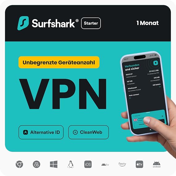Surfshark Starter VPN 1 Monat Digitaler Code