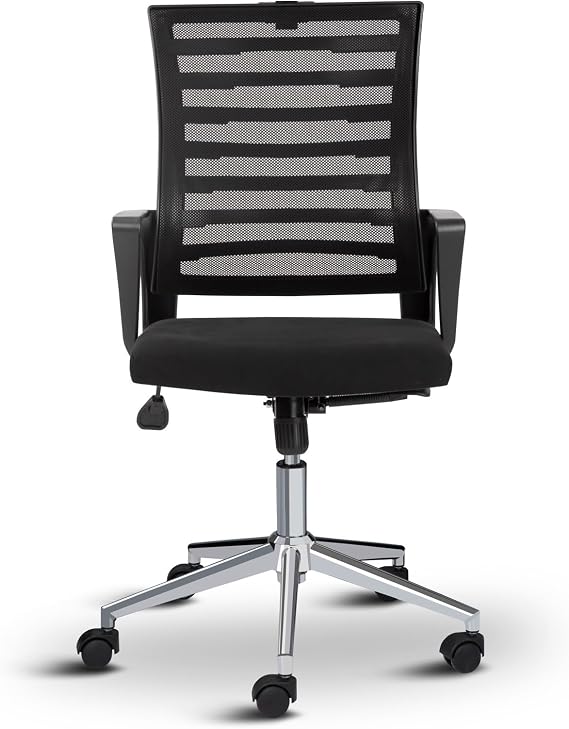 Capri Fileli Metal Ayaklı Çalışma Koltuğu, Ofis Sandalyesi, Siyah, 57x53x95 cm, Ayarlanabilir Yükseklik (SİYAH)
